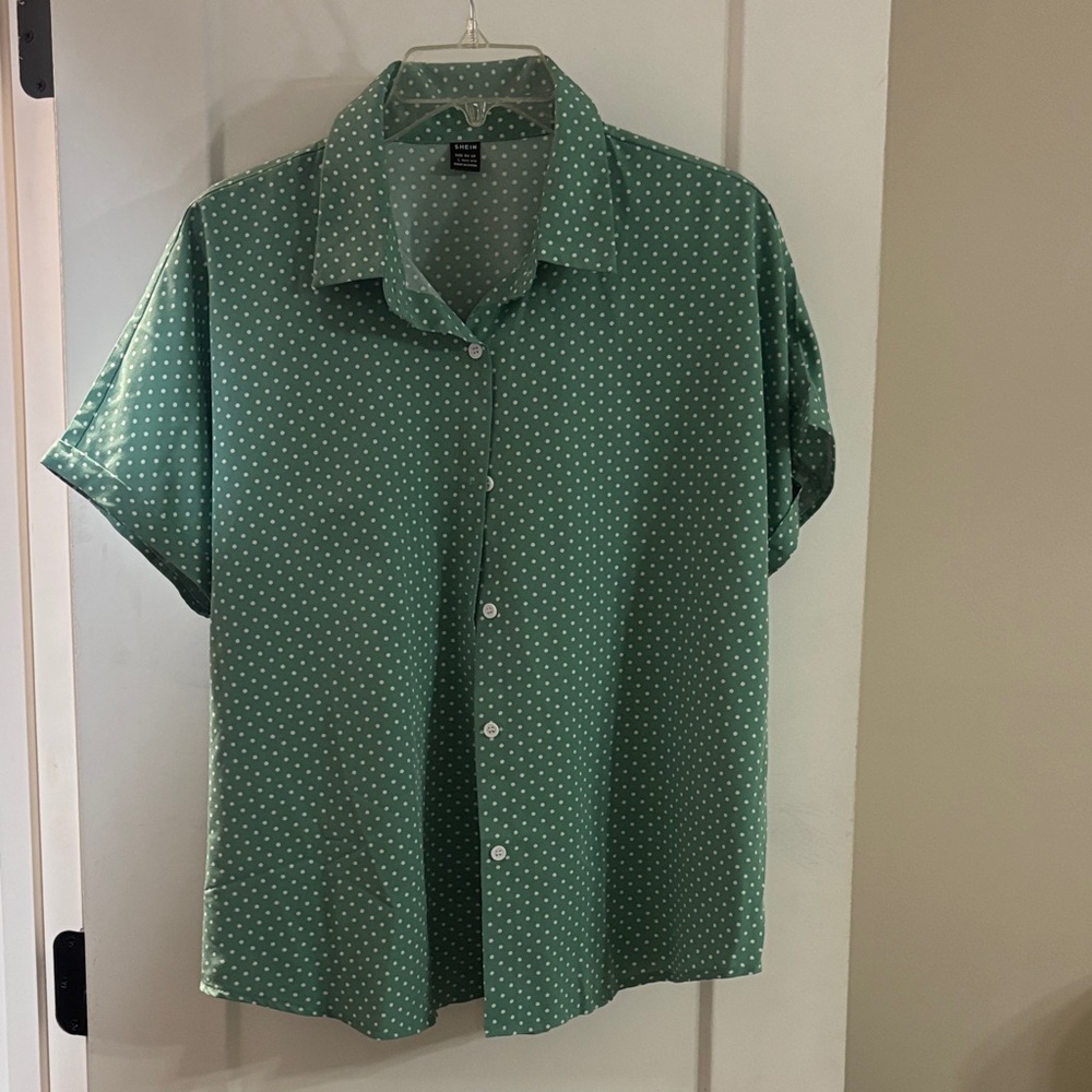 Green Polka Dot Blouse